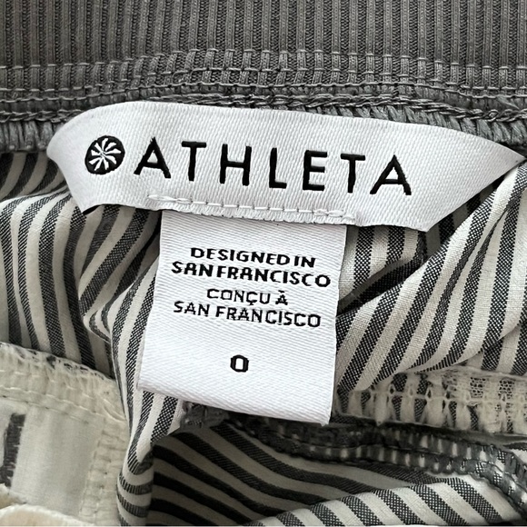 Athleta White and Gray Striped Brooklyn Ankle Pants Size 0 - Picture 7 of 8